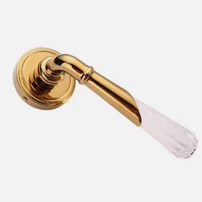 Brass Crystal Door Handles French Style Luxury Solid Brass Interior Door Handle