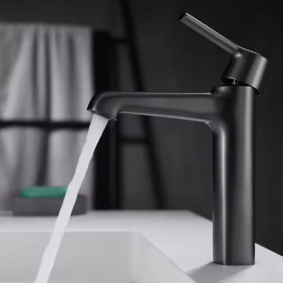 Modern Matte Black Single Hole Bathroom Mixer Faucet Brushed Basin Tap with Ceramic Valve Core basin faucet